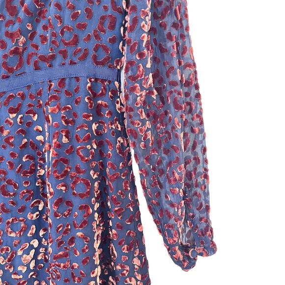 Boden black georgette brown velvet animal print silk blend midi dress 2P - Picture 7 of 11